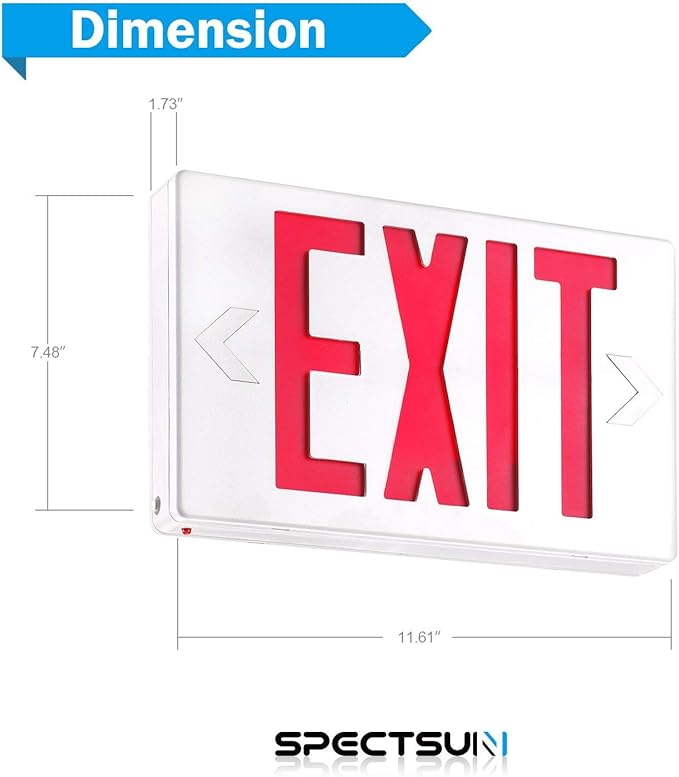 SPECTSUN Led Exit Sign with Battery Backup, Hradwired Red Exit Light LED - 2 Packs, /Exit Combo/Battery Exit Sign/Lighted Exit Light Powered.