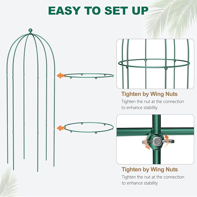 3 Pack Metal Plant Cage Support, 31.5" H Peony Support Tomato Cage Garden Obelisk Trellis Rose Trellis Support Tower Obelisk Garden Trellis for Clematis Vine Jasmine Support Outdoor Indoor