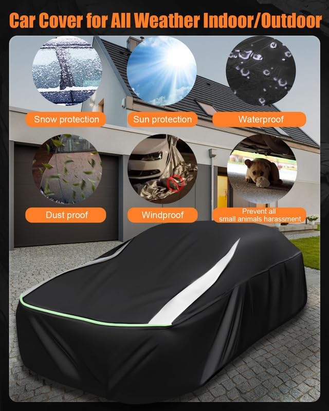 Full Enclosed Car Covers Universal Fit VW Beetle/Golf,Porsche Boxster,350z/370z,Audi TT/A3,BMW Z4,Supra A90/Integra,BRZ,Mini Cooper Clubman Sedan/Coupe/Cabrio/Hatchback Length 165-177 inches
