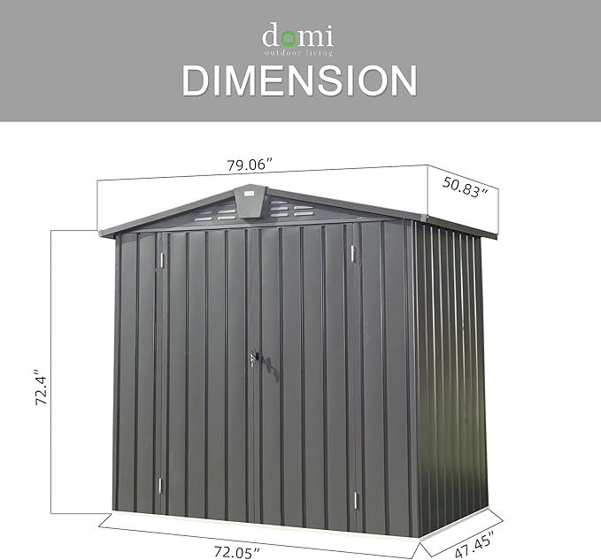 Domi 10โ x 8โ Outdoor Storage Shed, Metal Sheds Tool Storage Gable Roof with Lockable Door & Air Vents, Outdoor Galvanized Steel Sheds for Backyard,Garden,Patio,Lawn