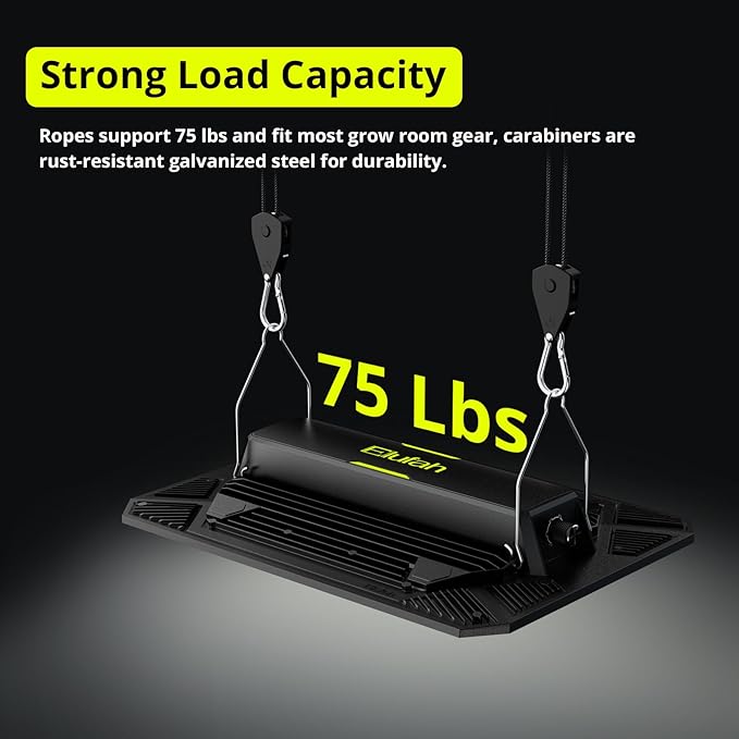 12-Pack 1/8" Adjustable Rope Hanger, Heavy-Duty Ratchet Tie Down Strap with Reinforced Metal Gear, 10 FT Length, 75 lbs Capacity for Grow Lights, Hanging Plants, and General Tie-Downs