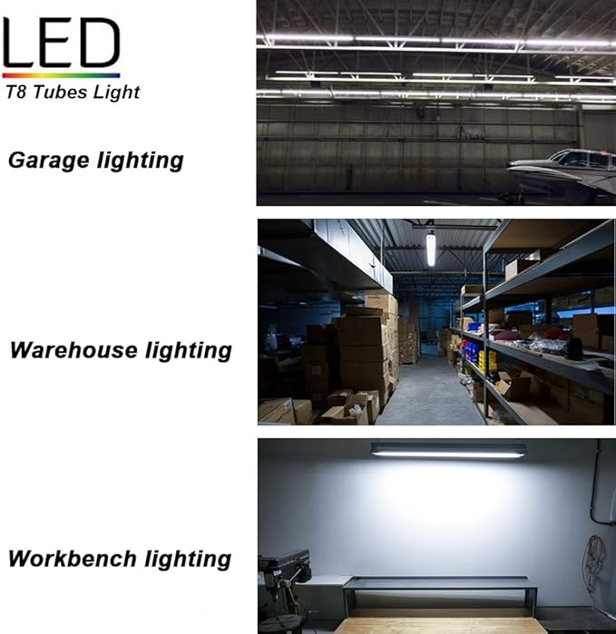65W T8 V Shaped 8FT LED Tube Light 270 Angle, Single Pin FA8 Base 7800LM 6000K Cool White, 8 Foot Double Side (150W LED Fluorescent Bulbs Replacement),Dual-Ended Power AC 85-277V 12 Pack
