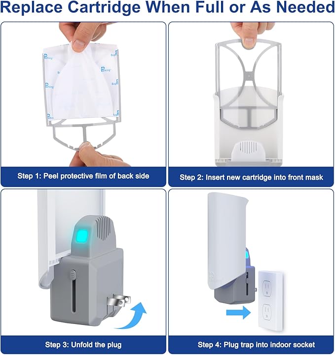 Flying Insect Trap for Indoors: Light Trap Captures Fruit Flies, Gnats, and Houseflies, Silent Bug Catcher with UV Light for Indoor-Plants, Kitchen, BUG PARKING 2 Plug-in Devices + 6 Cartridge Refills