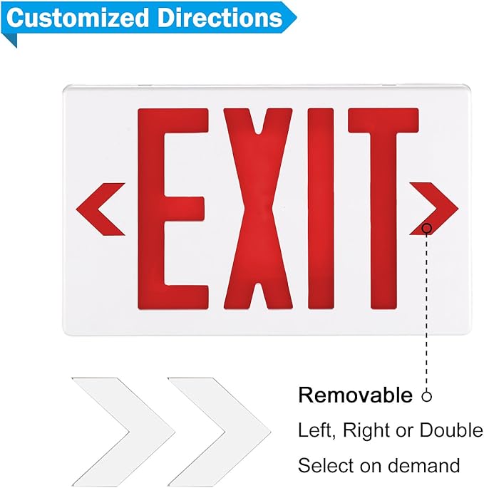 Spectsun 1 Pack LED Exit Sign, Emergency Exit Light with Battery Backup, Double Face, UL 924, AC 120/277V, Damp Location, Hardwired Red Letter Exit Lights for Business.