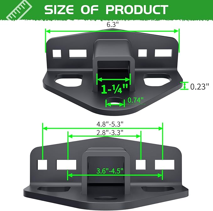 Zero Turn Lawn Mower Hitch with 1-1/4" Receiver,6mm Thicker Heavy Duty Steel Trailer Receivers Hitch, Compatible with Many Models Lawn Mower, Tractor, Trailer, Golf Cart Etc