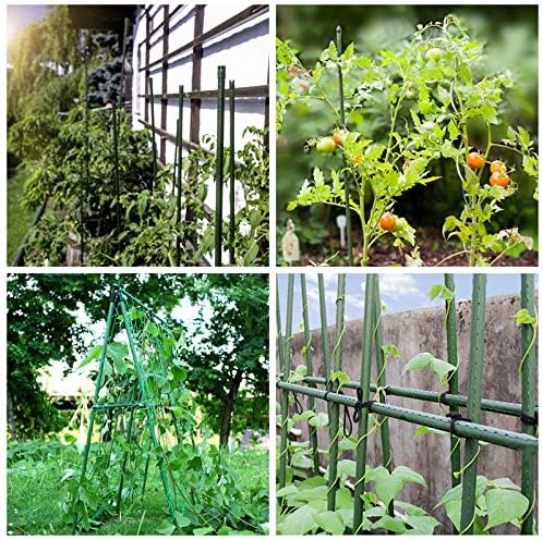 Mininfa Steel Plant Stakes 4 Feet, Plastic Coated Metal Garden Stakes Supports Climbing for Tomatoes, Trees, Beans, 25 Pack