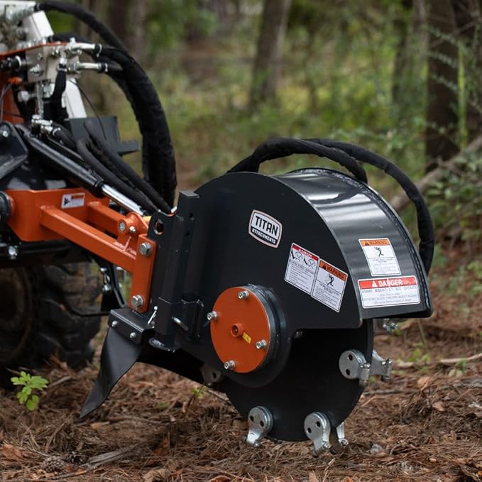 Titan Attachments 14-25 GPM Hydraulic Flow Stump Grinder Attachment for Skid Steer