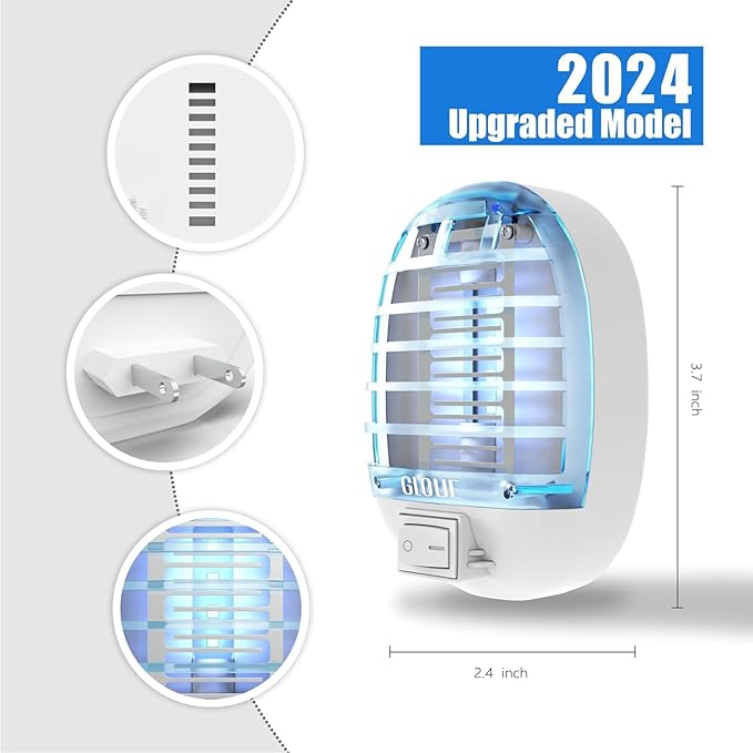 2 Pack Bug Zapper Indoor, Electronic Mosquitoes Killer Zapper with Blue Lights for Living Room, Baby Room, Kitchen, Bedroom(4)