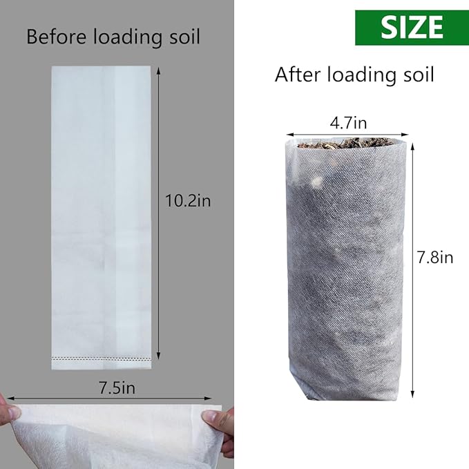 Belit 50 Pcs 10.2" H Deep Nursery Grow Bags, Non-Woven Plants Pots Container for Starting Rooted Plants Vegetable, Flower, Seedling Tree