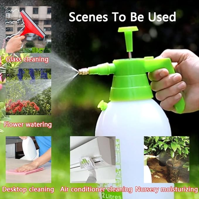 Garden Pump Sprayer, 0.5Gallon/68oz Hand-held Lawn Pressure Spray Bottle with Safety Value&Adjustable Nozzle (Green)