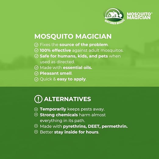 Mosquito Magician Liquid Concentrate, Kills Mosquitoes, Fleas & Fire Ants, Yard Spray Treatment, Safe for Pets, Use with Sprayers, Foggers & Misting Systems, Outdoor Mosquito Repellent - 32 Fl Oz