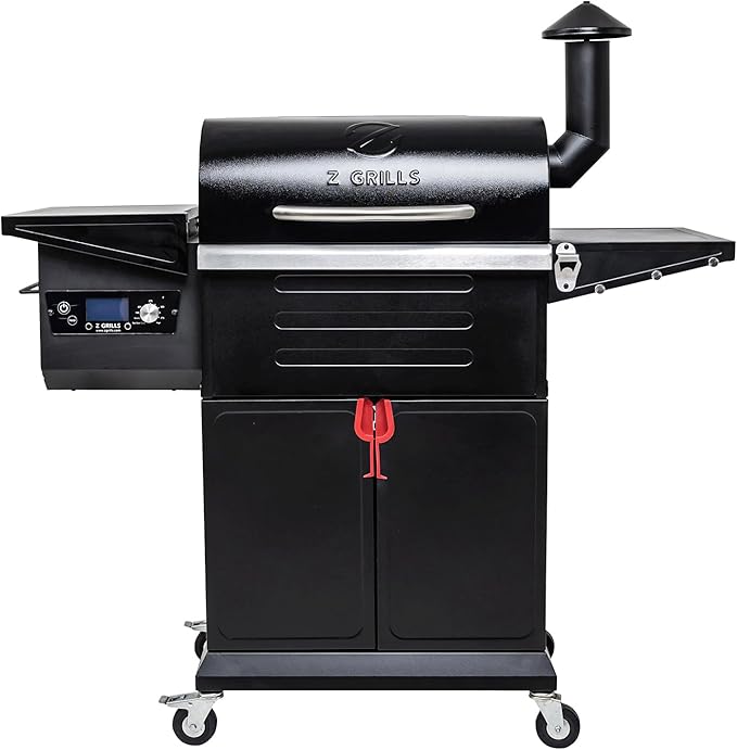 Z GRILLS Wood Pellet Grill & Smoker 8-in-1 Pellet Grill with Automatic Temperature Control,Meat Probes,572 Sq. in Area for Backyard Camping Outdoor Party,Bright Black