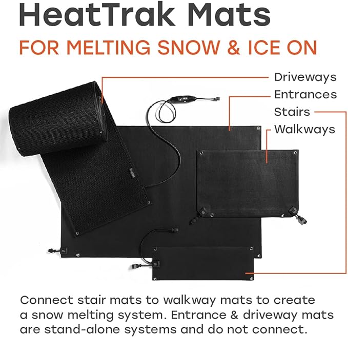 HeatTrak Heated Snow Melting Mats for Entrances (40" x 60") - No-Slip, Outdoor Mat - Electric Mat for Winter Snow/Ice Removal