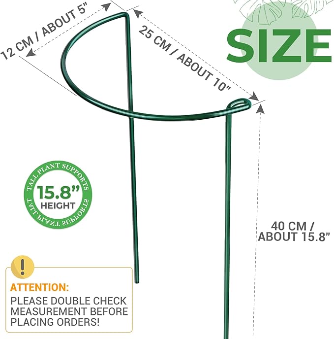 LEOBRO Plant Support, 8PCS Peony Cages and Supports, Plant Stakes for Indoor Plants, Outdoor Plants, Plant Holders, Tomato Monstera Hydrangea Support Cage, 10" W x 15.8" H