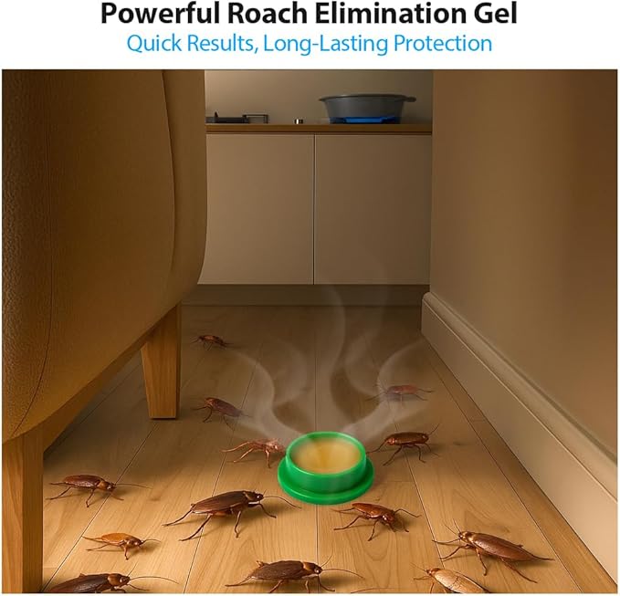 32 Pack Roach Killer Indoor Infestation Roaches Gel Bait Stations, Powerful Cockroach Killer Indoor Home for Roach Infestation, Long-Lasting & Effective Cockroach Gel Bait, Easy to Use & No Mess