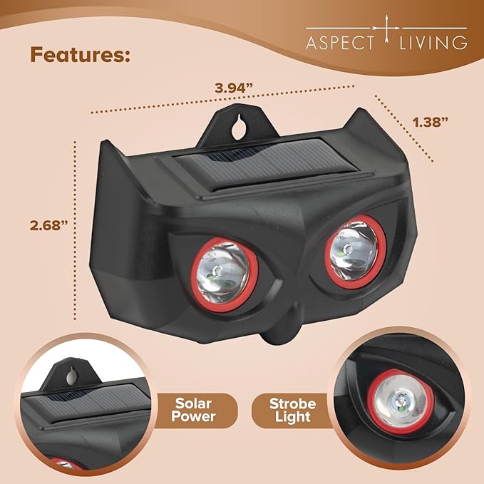 2 Pack Solar Animal Repellent for Coyote, Fox, Raccoon Waterproof Nocturnal Deterrent Lights with Red Flashing LEDs Outdoor Skunk Deterrent