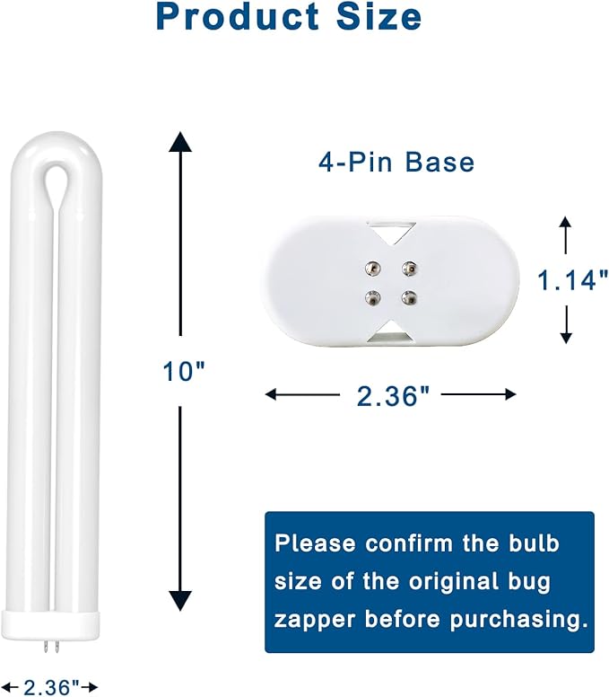 BF190 Replacement Bulb Compatible with Flowtron BK-40D Bug Zapper, 10 Inch FUL32T8/BL U Type Replacement Light Bulb for 32W Outdoor Electronic Insect Mosquito Killer, 2 Pack