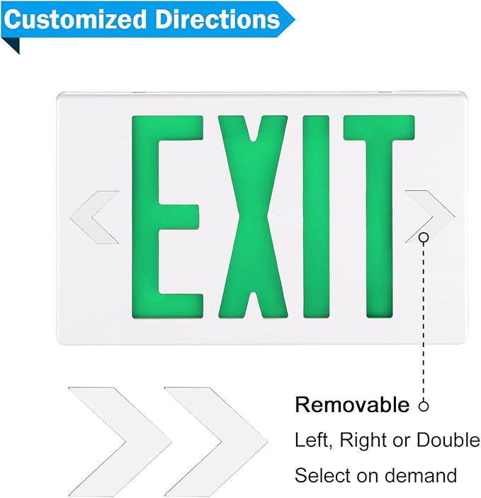 SPECTSUN 4 Packs LED Exit Sign, Emergency Exit Light with Battery Backup, Double Face, UL 924, AC 120/277V, Damp Location, Hardwired Green Letter Exit Lights for Business.