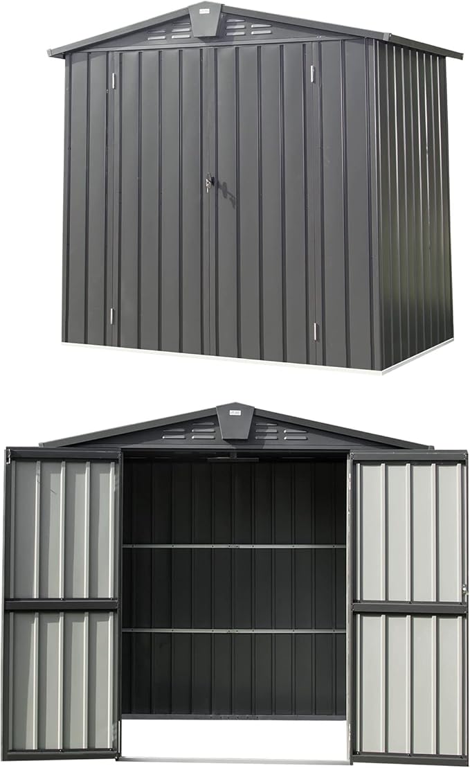 Domi 10โ x 8โ Outdoor Storage Shed, Metal Sheds Tool Storage Gable Roof with Lockable Door & Air Vents, Outdoor Galvanized Steel Sheds for Backyard,Garden,Patio,Lawn