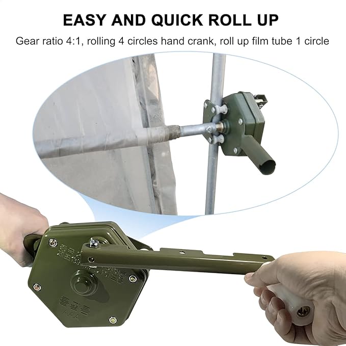 UYGALAXY 2PCS Greenhouse Sidewall Manual Film Roll up Hand Crank Winch for Greenhouse Ventilation Agricultural