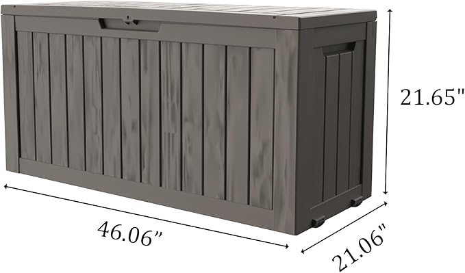 75 Gallon Waterproof Large Resin Deck Box Indoor/Outdoor Lockable Storage Container and Seating for Garden, Pool, and Patio (75 Gallon, Grey)