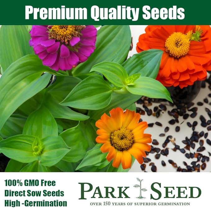 Park Seed Zinnia Flower Planting Seeds, Easy to Grow, Perfect for Spring Garden, Aztec Sunset Mix, Pack of 25