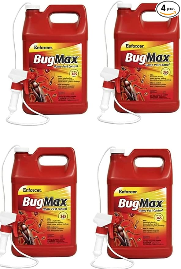 Enforcer BugMax Home Pest Control - EBM128 (Case of 4) - Kills Roaches, Ants, Fleas, Ticks, termites, Carpenter Ants, Brown Recluse Spiders, Black Widows, Carpenter Bees and Bedbugs