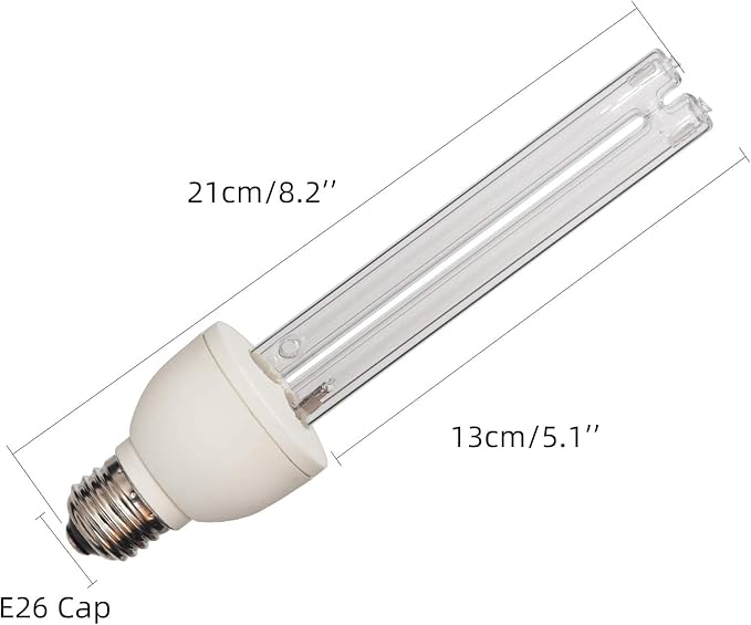 BAIMNOCM UV Light Bulb Ozone Free, UVC Lamp 25 Watt, 254nm Weavelength UV-C lamp E26 Base 4 Count