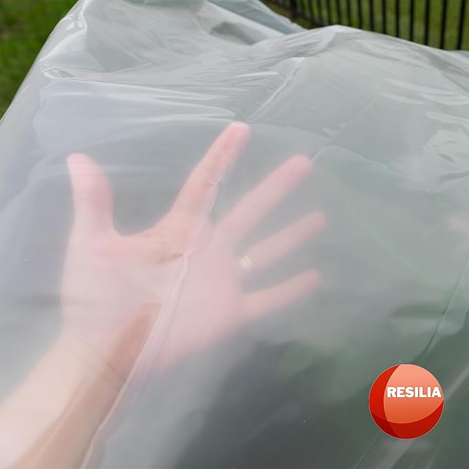 RESILIA Clear Greenhouse Sheeting - UV-Protected, Heavy-Duty Gauge Outdoor Polyethylene Cover for Weatherproofing Greenhouses, Garden, Plants, 6.5-Foot by 10-Foot Roll, 6-Mil Thick, Made in The USA