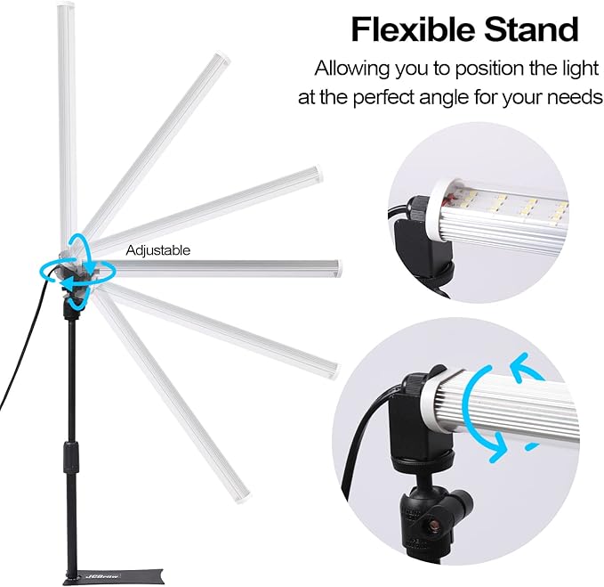 JCBritw Standing LED Grow Light,Adjustable T12 Bar Plant Light, White 6500K Full Spectrum Plant Grow Lamp on Stand for Indoor Plants Seed Starting, Seedlings, Veg, Flower