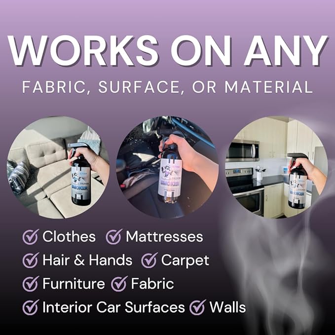 Smoke Odor Eliminator Spray - Completely Remove Smoke Smell From House, Car, Clothes, Hands, Hair, & More - Best Odor Eliminator For Smoke - Sky Blue Fragrance - 2 16 oz Bottles