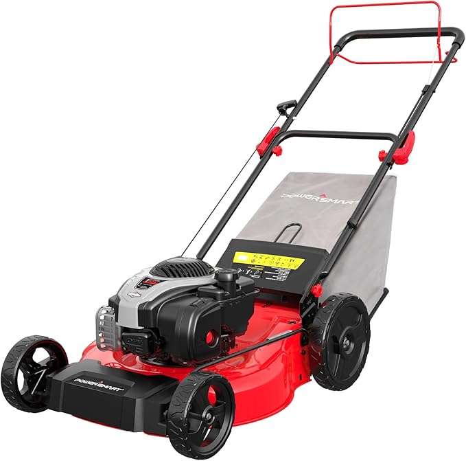 PowerSmart Self Propelled Gas Lawn Mower 21-Inch with Briggs and Stratton E550 140cc Engine 2-in-1 Mulch and Bagger B8721S1