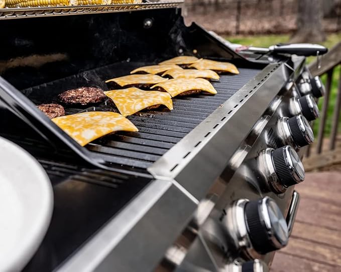 Monument Grills Larger 4-Burner Propane Gas Grills Stainless Steel Cabinet Style with Infrared Side Sear & Side Burners Knob Controls Built-In Thermometer with Stainless Steel Rotisserie Kit(2 Items)