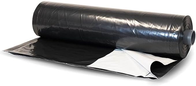 Farm Plastic Supply - Panda Film Light Deprivation Greenhouse Cover - 6 mil - (10' x 50') - 100% Blackout Tarp, Black White Plastic Sheeting, Green House Poly Film