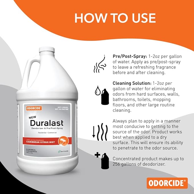Duralast Caribbean Citrus Mist Pet Urine Odor Eliminator – Pet Deodorizers for Home for Strong Odors – Pet Urine Deodorizer – Pet Odor Eliminator for Home w/Non-Enzymatic Formula (1 Gallon)
