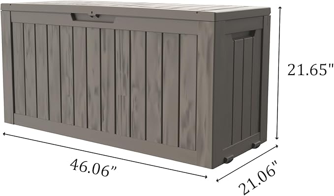 80 Gallon Coffee Resin Deck Box - Rustic Outdoor Storage for Garden Tools, Patio Essentials & Package Delivery - Weatherproof, Lockable for Farmhouse Decks