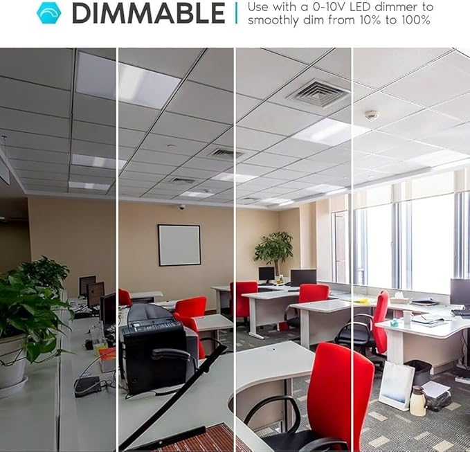2X2 FT Center LED Troffer Panel Light, 20/30/40W, 3 Color Options 3000K | 4000K | 5000K, Dimmable Drop Ceiling Lights, 2500/3750/5000 Lumens, Damp Rated, 120-277V, DLC Premium (12 Pack)