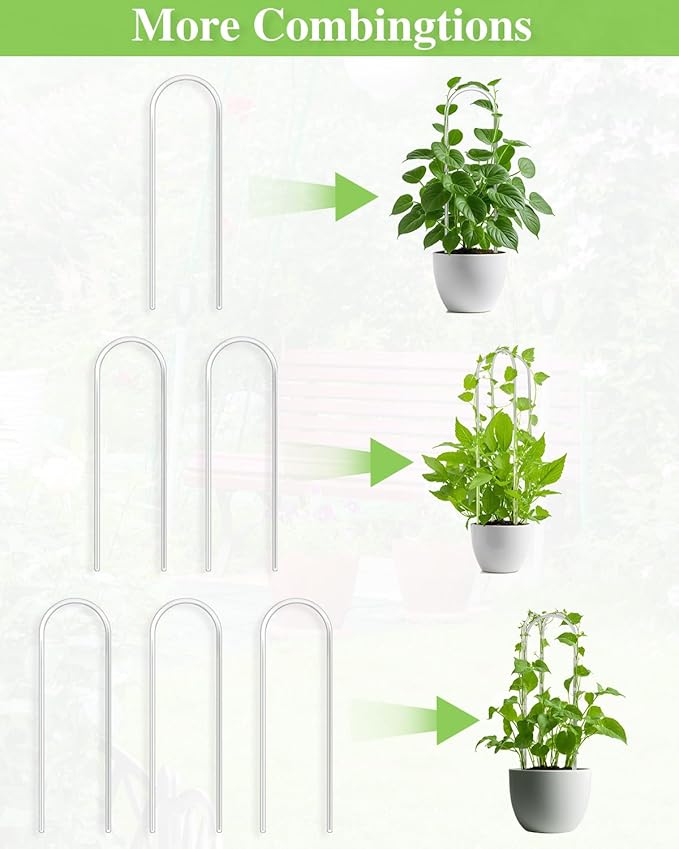 15.7" U-Shaped Clear Acrylic Trellis, 2 Pcs Indoor Plant Support with Twisted Ties for Climbing Plants, Small Potted Houseplant Trellis for Hoya, Pothos, Monstera