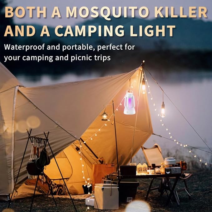 Bug Zapper Outdoor Indoor, Electric Fly Zapper with 4ft Power Cord, Three Modes Mosquito Killer,Waterproof Portable Mosquito Zapper for Home,Patio,Camping