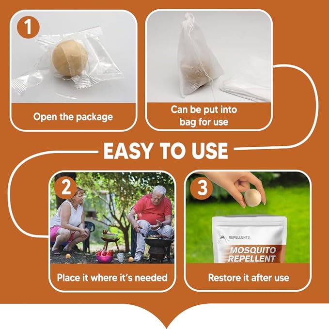 Mosquito Repellent Outdoor Patio, Mosquito Repellents Indoors, Natural Mosquito Repellent Balls, Mosquitoes Repellant for Yard/Camping, Mosquito Deterrent,120 ft² and 60-90 Days-8P