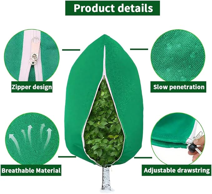 Large Winter Plant Covers Freeze Protection Kit - 86x95 Reusable Frost Blankets with Adjustable Drawstring for Outdoor Bushes Potted Plants Tree