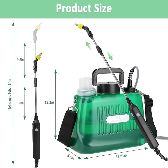 Battery Powered Sprayer, 2 Gallon Electric Sprayers in Lawn and Garden Sprayer Pump Sprayer Outdoor Battery Operated Sprayer for Lawn & Garden