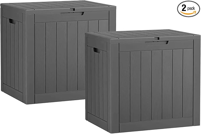 32 Gallon Resin Outdoor Storage Box 2 Pack Waterproof Deck Box for Patio Cushions, Garden Tools, Pool Accessories,Backyard Storage Bin,Black