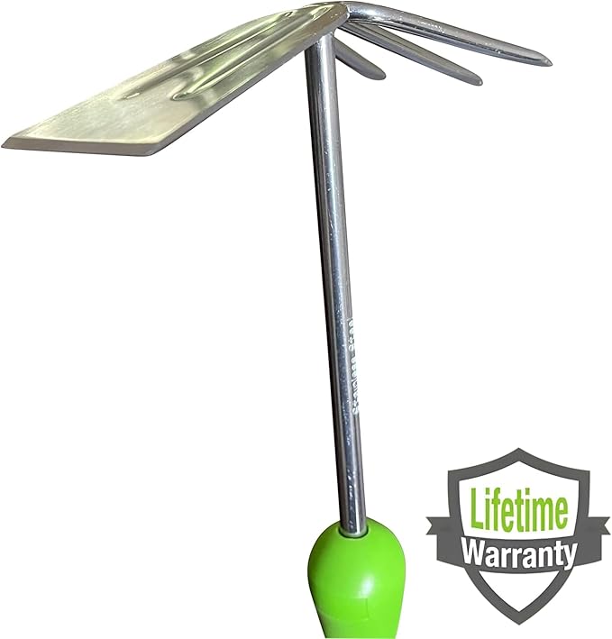 Garden Guru Hand Cultivator Rake Hoe Tiller Tool - Stainless Steel for Ultimate Strength - Rust Resistant - Ergonomic Handle - Great for Gardening Cultivating Loosening Weeding