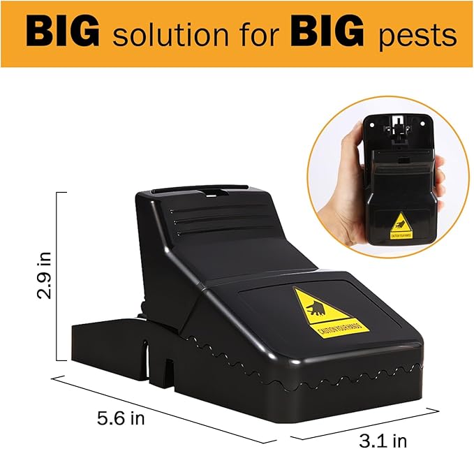 Feeke Rat Trap, Large Mouse Traps, Mouse Traps Indoor for Home, Instant Kill Traps for Mouse Rat Chipmunk, Quick Set Up and Reusable - 6 Pack, Black