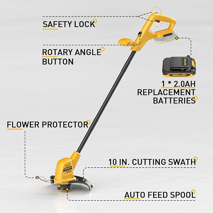 13-Inch 20V Cordless Lawn Mower & 10 Inch 20V Weed Wacker Cordless