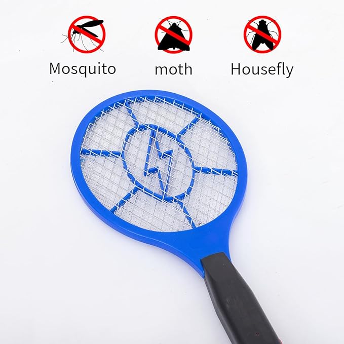 ZhouHe Pack of 2 Electric Fly Swatter Bug Zapper Battery Operated Flies Killer Indoor & Outdoor Pest Control Mosquito Zapper and Insect Catcher Racket(red&Blue)