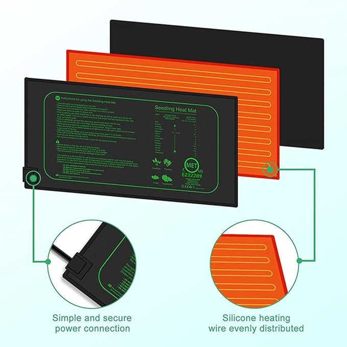 Waterproof Plant Heat Mat for Indoor and Hydroponic Growth 10x20in Easy Temperature Warmth Heating Mat