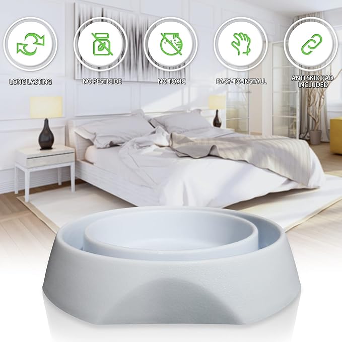 Bed Bug Interceptors with Anti Skid Pads | Bed Bug Traps and Detectors for Bedugs (White-8 Pcs)