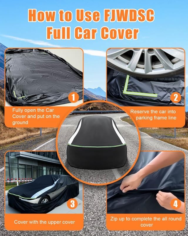 Full Enclosed Car Covers Universal Fit VW Beetle/Golf,Porsche Boxster,350z/370z,Audi TT/A3,BMW Z4,Supra A90/Integra,BRZ,Mini Cooper Clubman Sedan/Coupe/Cabrio/Hatchback Length 165-177 inches